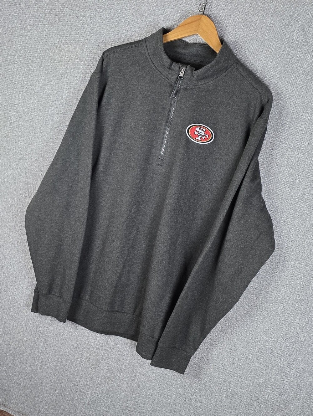 Antigua San Francisco 49ers 1/4 Zip Pullover Gray Mens Sz XL